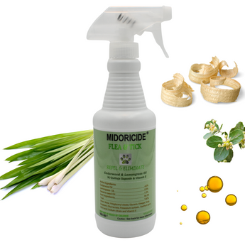 Sulfate-Free Flea & Tick Control Spray- Cedarwood, Lemongrass with Quillaja extract and vitamin E- 16oz